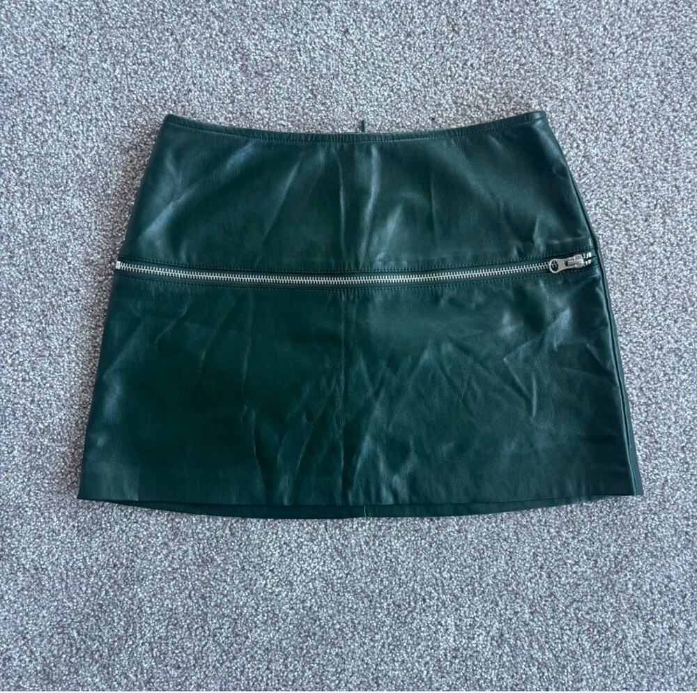 Green leather skirt